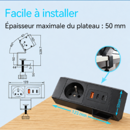 PLUG ELDESK : longueur 123 mm et fixation sur un plateau de 50 mm maximum